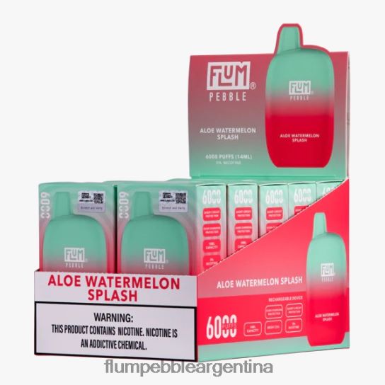 FLUM PEBBLES 6000 inhalaciones 10 paquetes | Flum Pebble Flavors 0FHZ285 salpicaduras de aloe y sandía